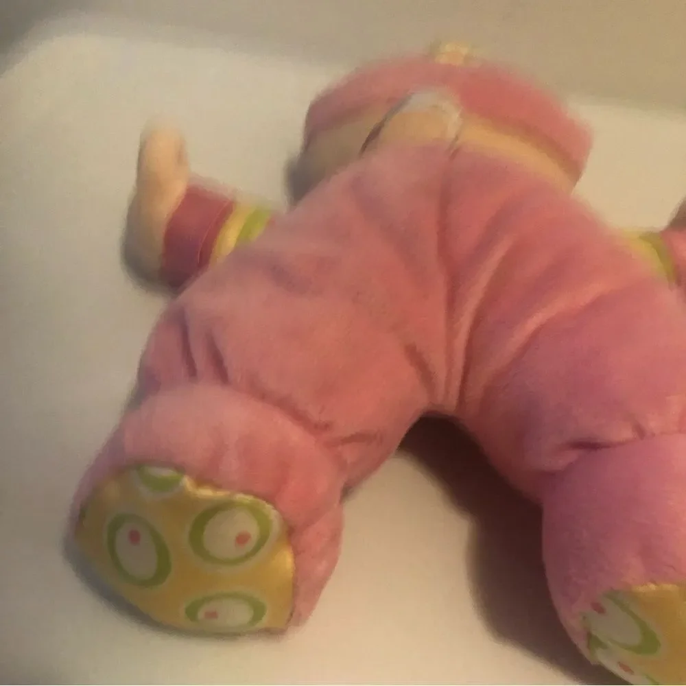 Fischer Price Baby’s First Rattle Doll Pink Plush Stripes & Circles 2008
